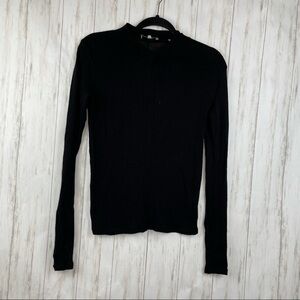 Vince black high neck knotted top